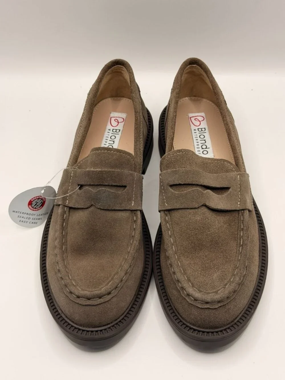 Blondo Womens Halo Brown  Leather Waterproof Penny Loafer Sz 8.5